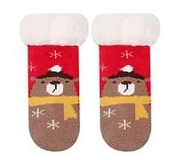 HOOUDO Girl Ankle Crew Socken Mit Griffen Kleinkind Unisex Gefütterte Warme Dicke Baumwollsocken 34 Mädchen 31-34 Geschenk 1. Geburtstag Junge Antirutsch Kinder Baby Geburt Anti Rutsch Party
