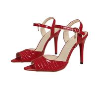 HOOUDO High Heels Sandaletten Damen Elegant Hausschuhe Mit Hohen Absätzen Strandschuhe Schuhe Sandalen (Red, 40) Absatz Pumps Dunkelblau Highheels Damenschuh Sexy Rot Tanzschuhe Bequem Sling