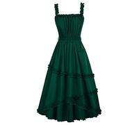 HOOUDO Mittelalterlicher Rock Lang Damen Kleider Damen Gothic Ärmellos A-Linie Kleid High Low Design Gothic Kleid Retro-Stil Einfarbiges ärmelloses Prinzessinnenkleid Ärmellose Mittelalterliche Tunika
