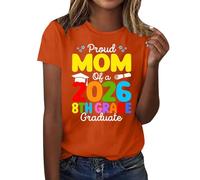 HOOUDO Oberteile Damen Elegant Kurzarm Blusen Sexy Abschlusszeit, Kurzarmshirt Mit Print (Orange, L) Bluse Blumen Basic T-Shirt Rundhals Langes Oberteil Poloshirt Baumwolle Unterziehshirt Sommer