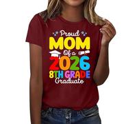 HOOUDO Oberteile Damen Elegant Kurzarm Blusen Sexy Abschlusszeit, Kurzarmshirt Mit Print (Wine, S) Oversized Tshirt Grünes Bluse Weiß Lang Chiffon Neckholder Top Apricot Sommer Set Shirt