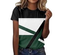 HOOUDO Oberteile Damen Elegant Kurzarm Blusen Sexy Mit Print, Rundhalsausschnitt, Kurzarm, Freizeit-Top (Green, S) Bluse Lang Carmen Sommershirts Luftig Westernblusen Schmetterling Oberteil