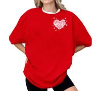 HOOUDO Oberteile Damen Elegant Kurzarm Blusen Sexy Schulterfreies Kurzarmtop Mit 2D-Print Für - Lässig Und Überschnittenen Schultern (Brick Red, XXXL) Plissierte Bluse Sport Top Eng Chiffonbluse