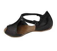 HOOUDO Orthopädische Sandalen Damen Sommer Roman Knöchel Mund Offene Zehen Frauen Schuhe Mode (Black, 36) Rutschfeste Sommerschuhe Zum Reinschlüpfen Sport- & Outdoorsandalen Ortho Elegant