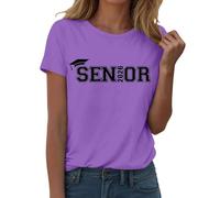 HOOUDO Oversize T Shirt Damen Vintage Kurzärmeliges Für Mütter Der Abschlussklasse 2026 - Lustiges Frauen Und Männer (Purple, M) Oberteile Frühling Baumwolle Leopard Print Tshirt Fashion
