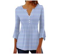 HOOUDO Oversize T Shirt Damen Vintage Kurzärmeliges Mit 3/4-Ärmeln, Rundhalsausschnitt, Lässige -T-Shirts, Lockere Passform, Business-Kleidung (Bu1, M) Tshirt Katze Statement Shirts Tops Sommer