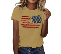 HOOUDO Oversize T Shirt Damen Vintage Kurzärmeliges Mit Buchstabenprint Und Kurzen Ärmeln (Light Yellow, XL) Regenbogen Kleidung Schwarze Strickjacke Opus Bluse Heißes Rosa Top Ausgefallene