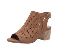 HOOUDO Pumps Sandalen Damen Elegant Solide Haken Schleife Casual Offene Spitze Quadratische Absätze Bequeme Strand Schuhe (Brown, 41) Strandschuhe High Heels Größe 46 Breite Füße Hohe Sexy Sling