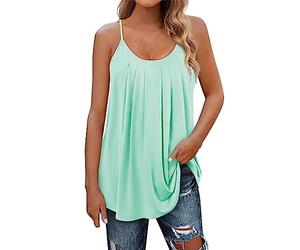 HOOUDO Sale Angebote Basic Top Damen Tank Weiß Mit Spitze Bluse Elegant Ärmellose T-Shirt Tops Gestrickte Sommer Rueckenfrei Rollkragenshirt Baumwolle Tshirt V Ausschnitt Große Größen 52 54