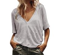 HOOUDO Sale Angebote Blitzangebote Bluse Damen Grau Baumwolle Strandkaftan Damen Sommer Gruen Bluse Damen Elegant T Shirt Schulterfrei Damen Oberteil Damen Schwarz Weiss Meine Bestellungen Sale