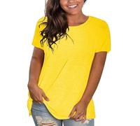 HOOUDO Sale Angebote Blitzangebote Damen Casual Einfarbig Baumwolle Tops Rundhals Kurzarm Tops Shirts Lose Shirts T Shirts Casual Lose Tops Tunika Damen Elegant Oversize Ts Sale Angebote Bestellung