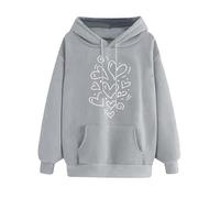 HOOUDO Sale Angebote Blitzangebote Damen Kapuzenpullover Mit Taschen Und Kordelzug Mit Einem Herzförmigen Gedruckten Lockeren Lässigen Langarmpullover Trends Für Teenager S Sale Angebote Bestellung