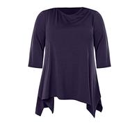 HOOUDO Sale Angebote Blitzangebote Plus Size Tunika-Oberteil für Damen, 3/4-Ärmel-Bluse, Lila-Grau, 3X-Kleidung, Swing-Top, Rundhalsausschnitt, locker sitzendes Umstandsmod Sale Angebote Bestellung