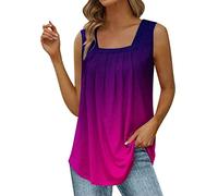 HOOUDO Sale Angebote Blitzangebote Sommerweste, lockeres, Plissiertes, ärmelloses Oberteil mit quadratischem Ausschnitt, gebogener Saum, lockeres, großes Damenoberteil Bluse Ku Mein Bestellung Sale