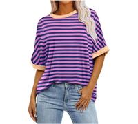 HOOUDO Sale Angebote Blitzangebote T-Shirts mit Farbverlaufsgrafik für Damen, Sommer, lässig, übergroß, T-Shirts, Rundhalsausschnitt, Trendige Tunika-Oberteile, lockere Blu Sale Angebote Bestellung