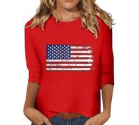 HOOUDO Sale Angebote Blitzangebote USA Star Stripes Flag of Womens Shirt 2024 Kurzarm Bequeme T-Shirts Tops Sommer Amerikanische Patriotische Flagge T-Shirts Damen Große Gr Sale Angebote Bestellung
