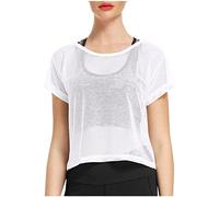 HOOUDO Sale Angebote Klassische Damen-T-Shirts mit Rundhalsausschnitt, durchsichtiges Mesh-Fischnetz, ultraweich, kurzärmlig, einfarbig, Crop-Top, Netz-T-Shirt Fledermau Meine Bestellungen Anzeigen