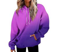 HOOUDO Sale Angebote Langärmliges Sweatshirt für Damen mit Taschen mit Buchstaben-Farbverlauf und Kapuzenpullover Damen Bluse Glitzer Elegant Sweatjacke Damen Anker Damen G Sale Angebote Bestellung