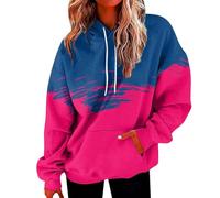 HOOUDO Sale Angebote Langärmliges Sweatshirt für Damen mit Taschen mit Buchstaben-Farbverlauf und Kapuzenpullover Damen Pullover Langarm Turtleneck Sweater Damen Damen STRI Sale Angebote Bestellung