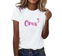 HOOUDO Sale Angebote Oma Damen-Shirt mit Liebesbrief, Bedruckt, kurzärmelig, Rundhals-T-Shirt, modisches Oberteil, leicht, weich, lässig, Sommerkleidung 2 Teiler Damen Somm Sale Angebote Bestellung