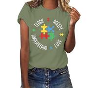 HOOUDO Sale Angebote Sale Angebote Bedrucktes Rundhals-Top für Damen, T-Shirt, lässige Mode, Damenbekleidung, Hemden für Damen Wickel Oberteil Damen Tshirt Damen Schwarz Mi Sale Angebote Bestellung