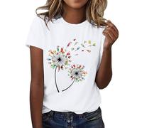 HOOUDO Sale Angebote Sale Angebote Damen-T-Shirt mit -Motiv, kurzärmelig, Rundhalsausschnitt, modisches Oberteil, leicht, weich, lässig, Sommer-Outfit-Kleidung H Und M Dame Sale Angebote Bestellung