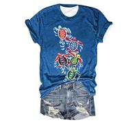 HOOUDO Sale Angebote Sale Angebote Modisches Damen-T-Shirt mit Rundhalsausschnitt und kurzen Ärmeln, Schildkröten-Print Pullover Rückenfrei Damen-Druck, Lockerer V-Ausschni Sale Angebote Bestellung