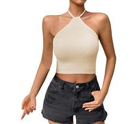HOOUDO Sale Angebote Sommertops Damen Tanktop Traegershirt Weiss Leinen Oberteil Tshirt Elegant Longshirts Sommer T-Shirt V Ausschnitt Top Rot Weiß Gestreift T Shirt Animal Print Cartoon Stretch