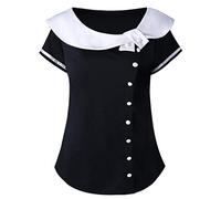 HOOUDO Sale Angebote T-Shirt-Oberteile -Kragen Plus-Hülse Zwei Damen-Short Pan-Size-Ton Fashion Plus Size Tops Sexy Damen Große Größen T Shirt Elegant Damen Shirt Damen Som Sale Angebote Bestellung