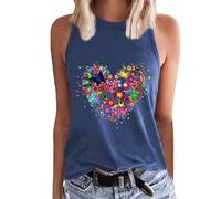 HOOUDO Same Day Angebote Sale Blusentop Tank Top Weiss Damen Ärmellose Hemd Oberteile Für Shirt Wasserfallausschnitt Sommer Leicht T-Shirt Mit Aufdruck Glitzer Unterhemden Lang Oversize+Shirt+Damen