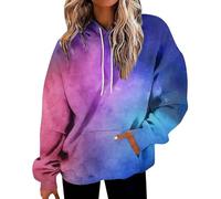 HOOUDO Same Day Angebote Sale Langärmliges Sweatshirt für Damen mit Taschen mit Buchstaben-Farbverlauf und Kapuzenpullover Damen Bluse Glitzer Elegant Sweatjacke Damen Anker Da Mein Bestellung Sale