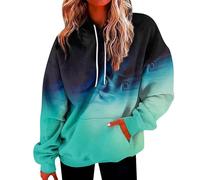 HOOUDO Same Day Angebote Sale Langärmliges Sweatshirt für Damen mit Taschen mit Buchstaben-Farbverlauf und Kapuzenpullover Damen Pullover Langarm Turtleneck Sweater Damen D Sale Angebote Bestellung