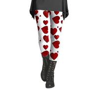 HOOUDO Same Day Angebote Sale Valentinstag-Strumpfhose für Damen mit Herzen, rotes Herz, sexy Leggings, schmale Hose, gemustertes rotes Herz, sportliches süßes Herz Aufkleb Sale Angebote Bestellung