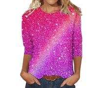 HOOUDO Same Day Sale: Neon Pink Damen T-Shirt mit Spitzenärmeln, Vorne Lang, Hinten Kurz - Größe 58