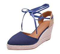 HOOUDO Sandalen Damen Sommer Sandals Women High Heel Espadrilles Schuhe Keil Halbzehe Und (Blue, 40) Keilabsatz Elegant Ortho Sun Rot Wedges Damensandalen Trekkingschuhe 43 Water Shoes For Flach
