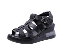 HOOUDO Sandalen Damen Sommer Sandals Women Shoes Adult Female Long Slipper Socks For Summer Solid Color Casual Toe Flat Soft Indoor (Black, 41) Schuhe Vorfußentlastungsschuh Jelly Keil