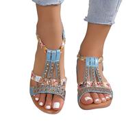 HOOUDO Sandalen Damen Sommer Sandals Women Strand Hohl Hausschuhe Casual Flache Schuhe Retro (Blue, 43) Damenschuhe Dunkelblau Ortho Sun Braun Damensommerschuhe Sommerschuhe Breite Füße 37