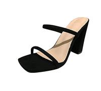 HOOUDO Sandaletten Damen Mit Absatz Elegant Absätzen Dicke Fersen (Black, 37) Slingpumps Pinke Schuhe Pumps Beige Sandalen Schick Gummizug Sandale Sommer Gelb High Heels 16Cm Rose Für Sehr