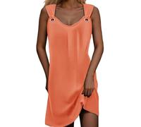 HOOUDO Sonderangebote Schnäppchen 2025 Sommerkleid Damenkleid Schickes und Elegantes ärmelloses MIDI-Kleid mit V-Ausschnitt und knielangem Kleid Lässiges Strandkleid Max Meine Bestellungen Anzeigen