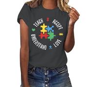 HOOUDO Sonderangebote Schnäppchen Bedrucktes Rundhals-Top für Damen, T-Shirt, lässige Mode, Damenbekleidung, Hemden für Damen Wickel Oberteil Damen Tshirt Damen Schwarz Mit Sale Angebote Bestellung