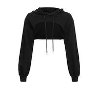 HOOUDO Sonderangebote Schnäppchen Damen Crop Hoodie Pullover Sehr Kurze Sweatshirts Langarmpullover Rundkragen Ausschnitte Shirts mit Kapuze Schulterfrei Oberteil Damen Regenbo Mein Bestellung Sale