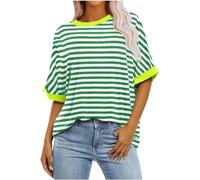 HOOUDO Sonderangebote Schnäppchen T-Shirts mit Farbverlaufsgrafik für Damen, Sommer, lässig, übergroß, T-Shirts, Rundhalsausschnitt, Trendige Tunika-Oberteile, lockere Blus Sale Angebote Bestellung
