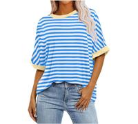 HOOUDO Sonderangebote Schnäppchen T-Shirts mit Farbverlaufsgrafik für Damen, Sommer, lässig, übergroß, T-Shirts, Rundhalsausschnitt, Trendige Tunika-Oberteile, lockere Blus Sale Angebote Bestellung