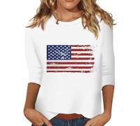 HOOUDO Sonderangebote Schnäppchen USA Star Stripes Flag of Womens Shirt 2024 Kurzarm Bequeme T-Shirts Tops Sommer Amerikanische Patriotische Flagge T-Shirts Damen Große Meine Bestellungen Anzeigen