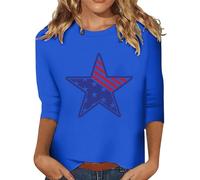 HOOUDO Sonderangebote Schnäppchen USA Star Stripes Flag of Womens Shirt 2024 Kurzarm Bequeme T-Shirts Tops Sommer Amerikanische Patriotische Flagge T-Shirts Damen Elegant L Sale Angebote Bestellung