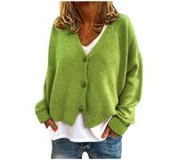 HOOUDO Strickjacke Damen Lang Knöpfe Casual Stretchy Strickpullover Strickjacke Mantel Grauer Cardigan Damen (Mint Green, XXXL)