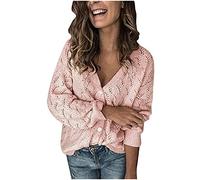 HOOUDO Strickjacke Damen Modern Ärmel, Strickjacke, Langer Häkelpullover Wollstrickjacke Damen (Pink, M)