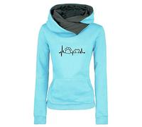 HOOUDO Sweatshirt Damen Oversized Kapuzenpullover-Töpfe Bluse Günstige Pullover Damen (Blue, M)