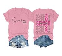 HOOUDO T-Shirt Damen Kurzarmhemden Für Oberteile 2026 - Tri-Blend-T-Shirt High School Und College (Pink, M) Hemdjacke Sommer Neckholder Bikini Oberteil Schwarz Tunika Große Größen 52 54