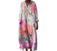 HOOUDO T-Shirt Damen Sommer Oberteile Rundhals Kurzärmeliges Für Mit V-Ausschnitt, Langen Ärmeln Und (Pink, XXL) Bauchfreie Arbeit Bluse Viscose Shirt Einfarbiges Mailanda Ausgefallene Pieces